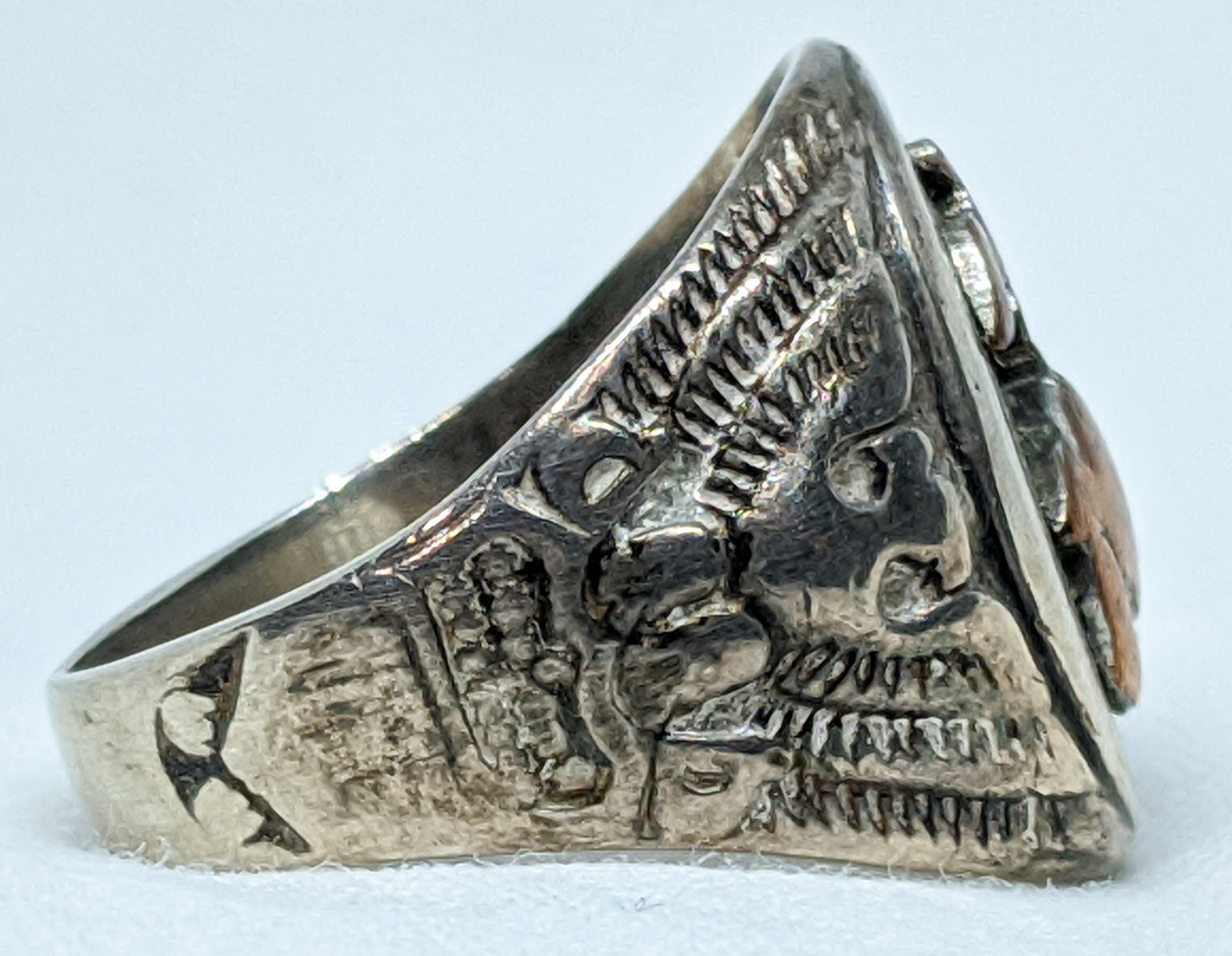 ★１９５０年代＊アメリカ軍＊ＵＳＭＣ/海兵隊＊銀製＋金張りリング＊１０号（実物） Ameri vintage リング 10号 ☆1950年代＊アメリカ軍＊USMC/海