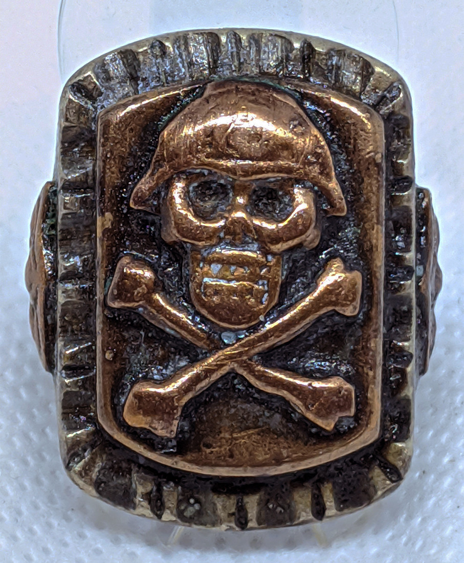 Cool Vintage 1950's Helmeted Skull & Cross Bones Mexican Biker