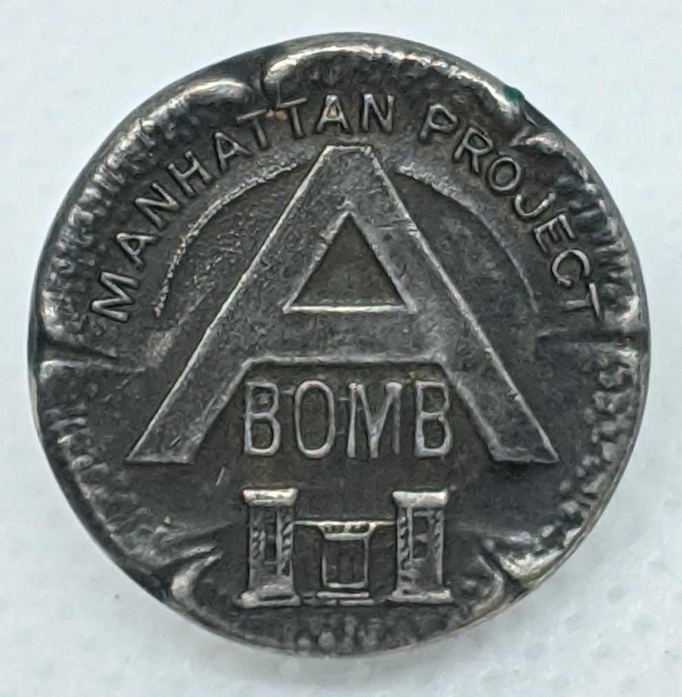 Manhatan Project Pin Rare WWII Atomic Bomb Manhattan Project War Worker Pin in Sterling
