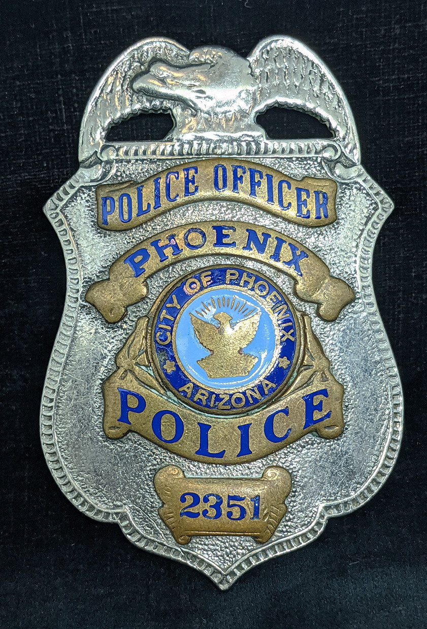 Nice Old ca 1970 Phoenix AZ Police Officer Badge #2351 by