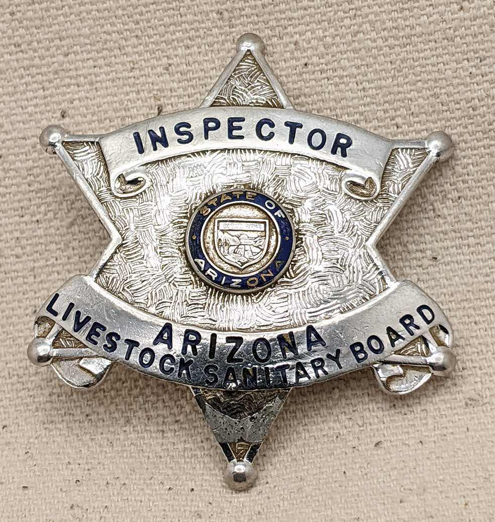 STEARNS 米国製 フィッシングベスト USCG認証 POPEYEピンバッジ Late 1950s Arizona Livestock Sanitary Board Inspector Badge Number