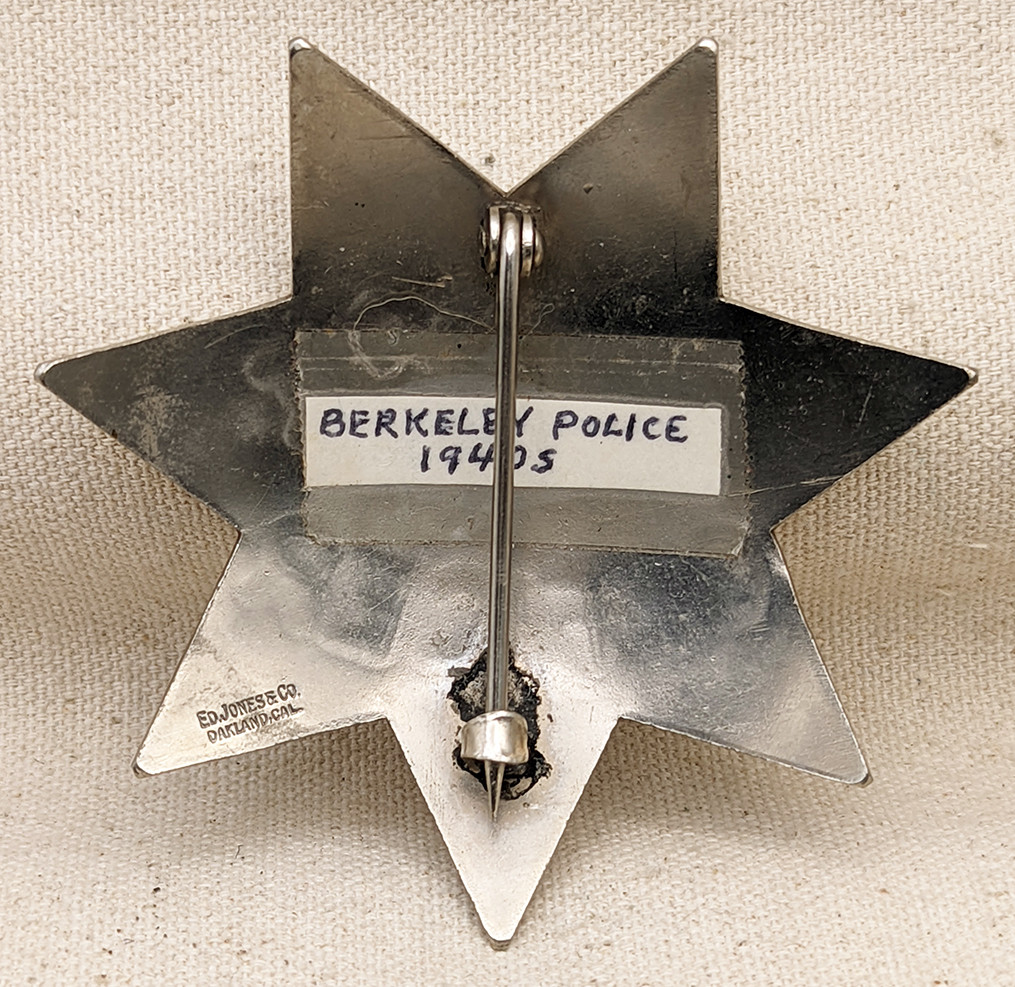 WWII era Berkeley California Police Officer 7 point Star Badge #20