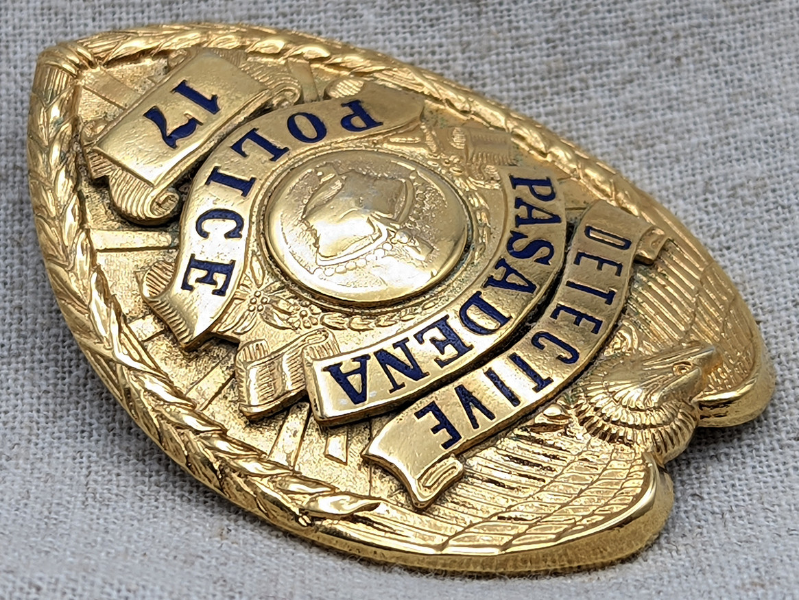 1940s Pasadena CA Police Detective Badge #17 Unmarked by LAS&S
