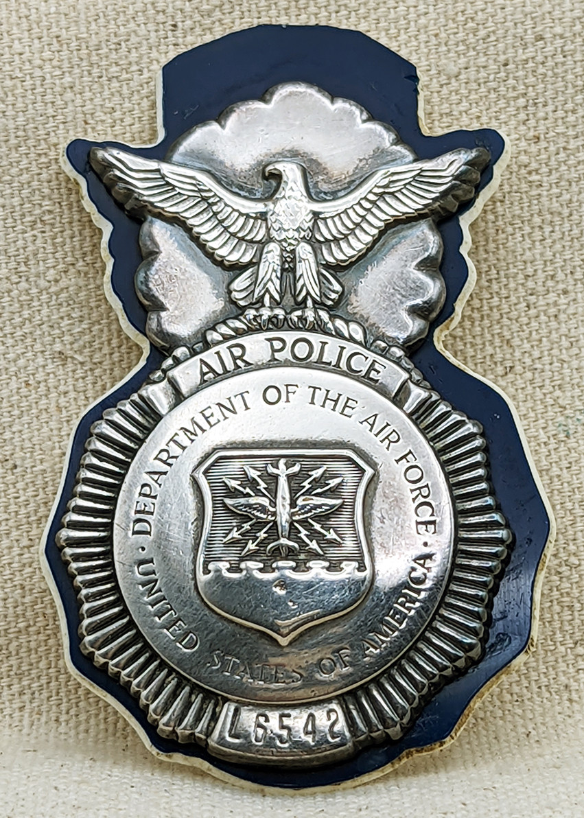 Scarce Early 1960s USAF Air Police Badge # L654 with Unique