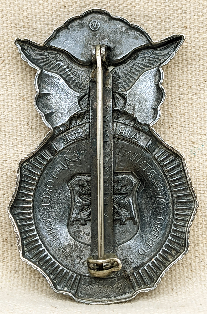 Scarce Early 1960s USAF Air Police Badge # L654 with Unique