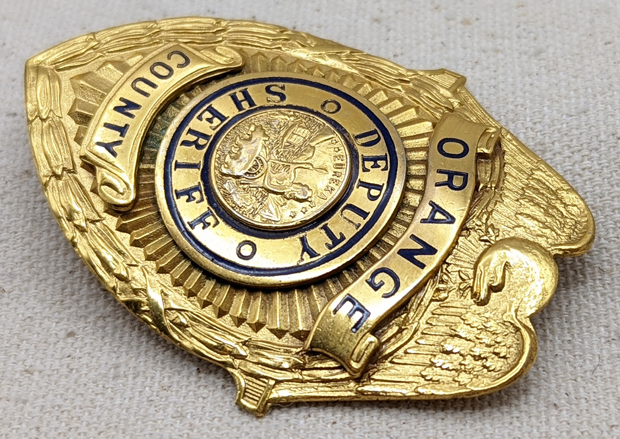 Beautiful 1920s Orange Co CA Deputy Sheriff Badge by Los Angeles