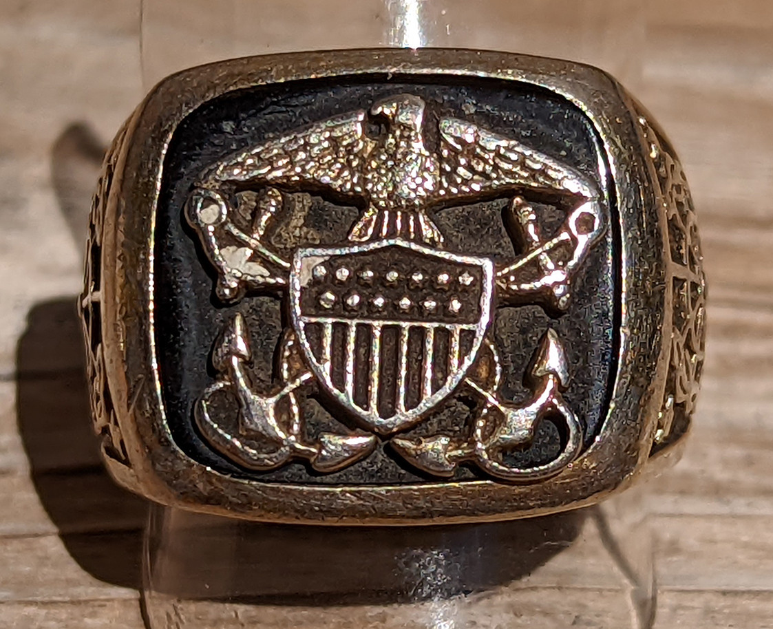 Salty Vintage 1990s-2000s US Navy Officer Ring in 925 Silver by Salty Vintage 1990s-2000s US Navy Officer Ring in 925 Silver by