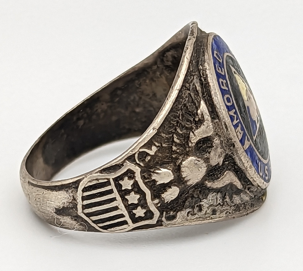 Great Combat Worn WWII US Army ARMORED FORCE Enameled Sterling