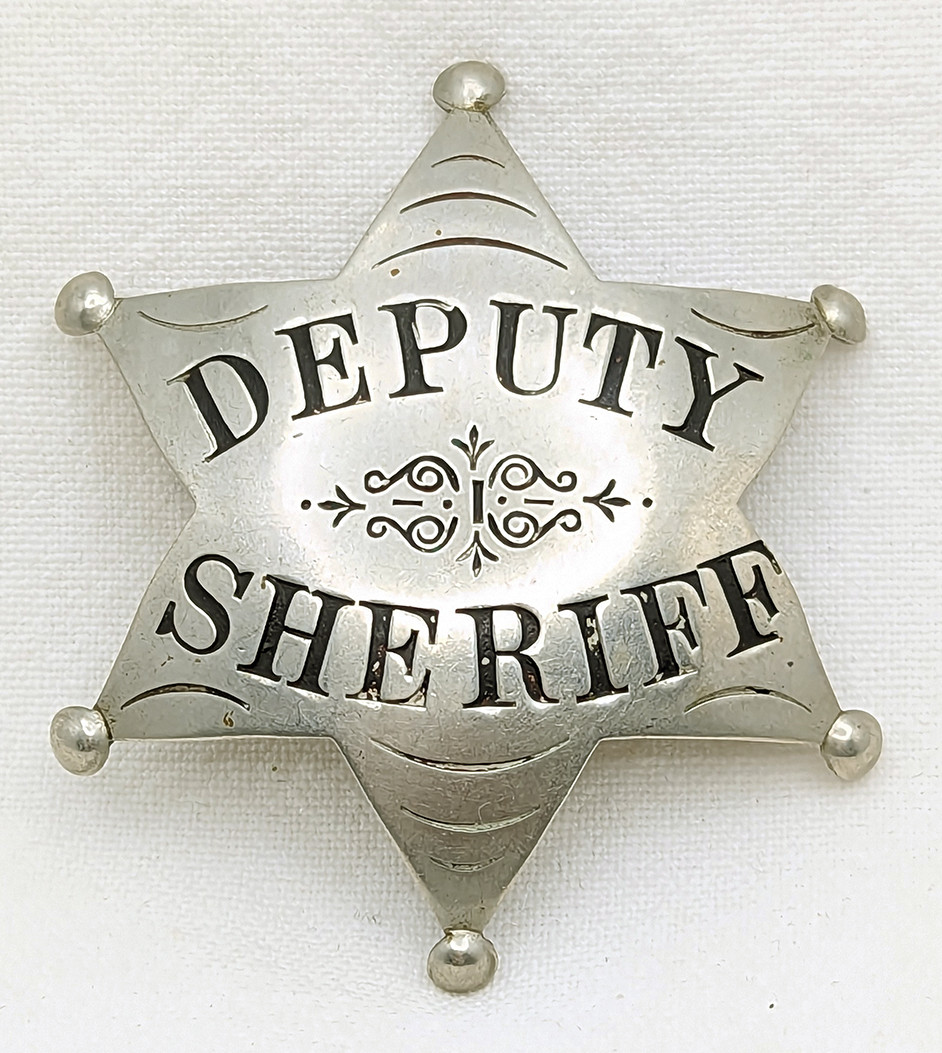 Fabulous Iconic Early 1880s Old West 6 Point Star Deputy Sheriff