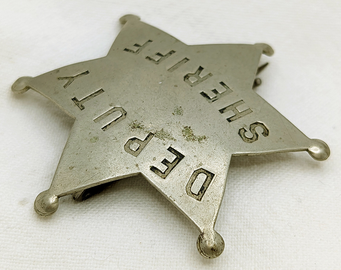 Great 1870s-1880s Old West Deputy Sheriff 6-pt Star Badge in Hand