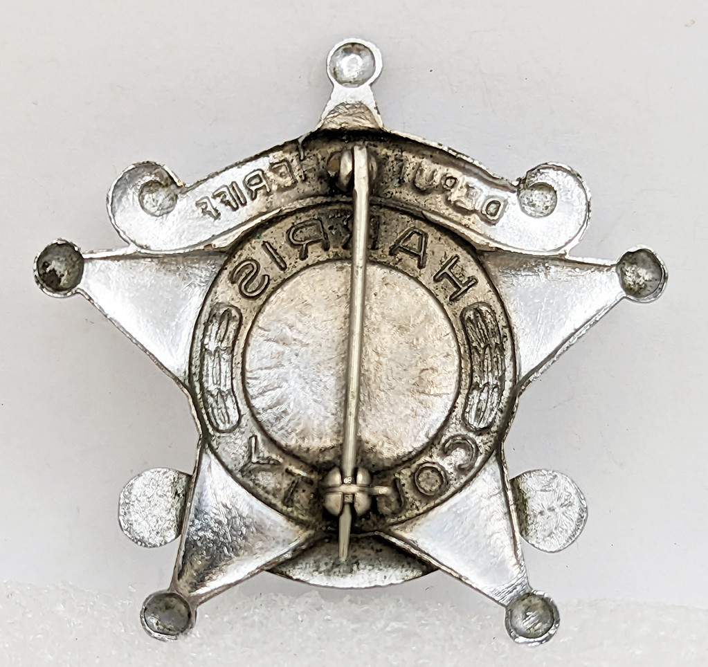 Rare ca 1950 Harris Co Texas Mounted Posse Deputy Sheriff Badge #115