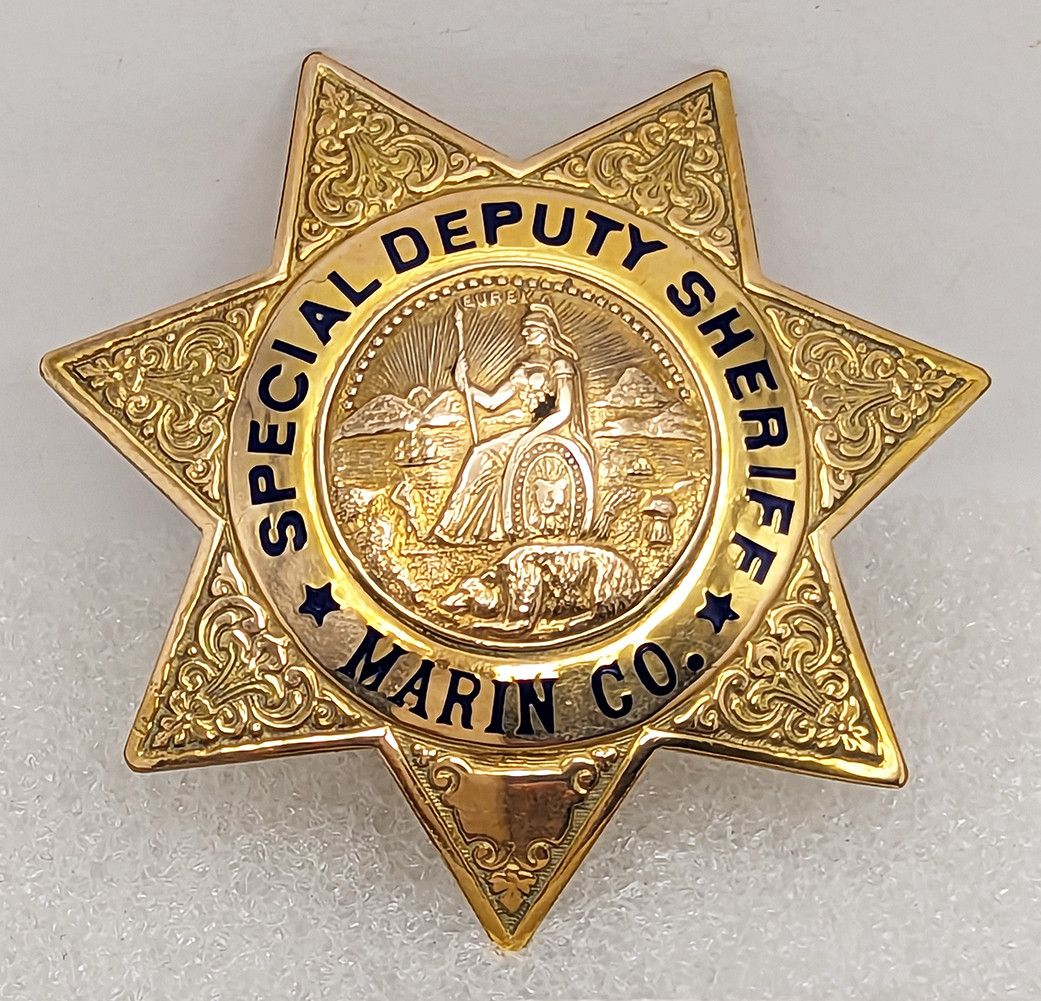 Marin County Deputy Sheriff バッジ レプリカ Beautiful 1930s - 1940s Marin Co CA Special Deputy Sheriff Badge