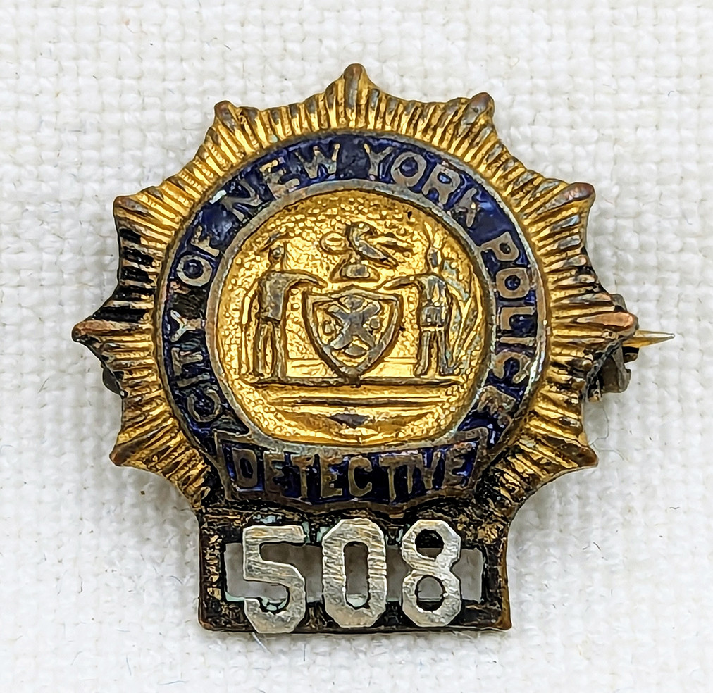 Beautiful 1910s-1920s NYPD New York City Police Detective Lapel