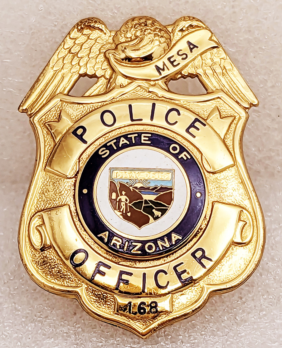 Nice 1960's Mesa Arizona Police Officer Badge #168 by Blackinton