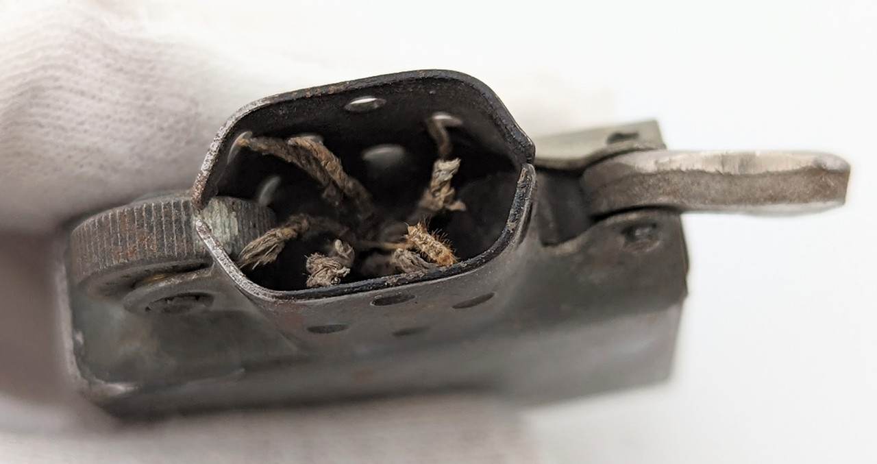 Lightly Used WWII 3 Barrel Hinge Zippo Black Crackle Lighter in Box