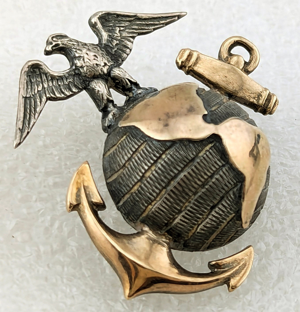 Beautiful WWI USMC Officer Dress Collar EGA in Solid Silver & Gold Drop in Catch Beautiful WWI USMC Officer Dress Collar EGA in Solid Silver & Gold Drop in Catch