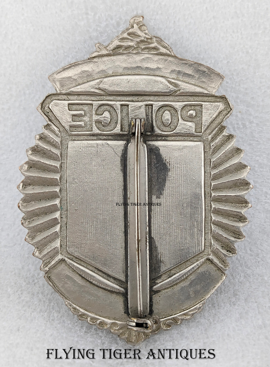 Great old ca 1940 Weymouth MA Police Sergeant Clamshell Badge with