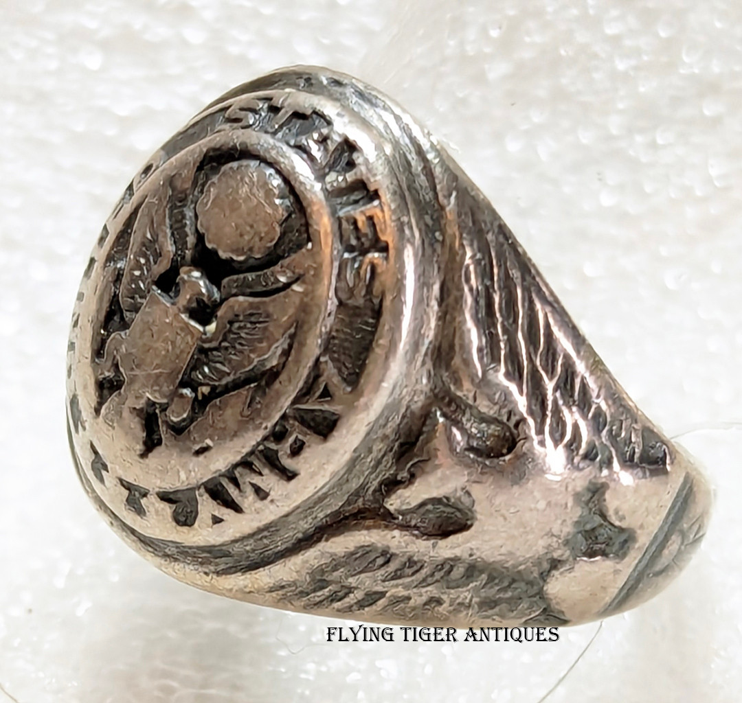 アクセサリー 40's U.S army silverring Well Worn WWII US Army Ring in Sterling Silver Size 10.75