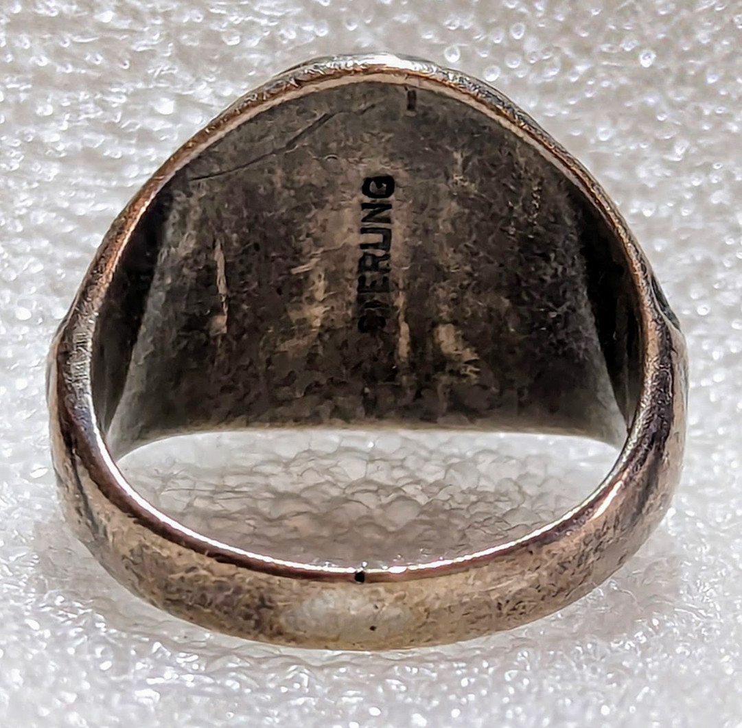 Well Worn WWII US Army Ring in Sterling Silver Size 10.75