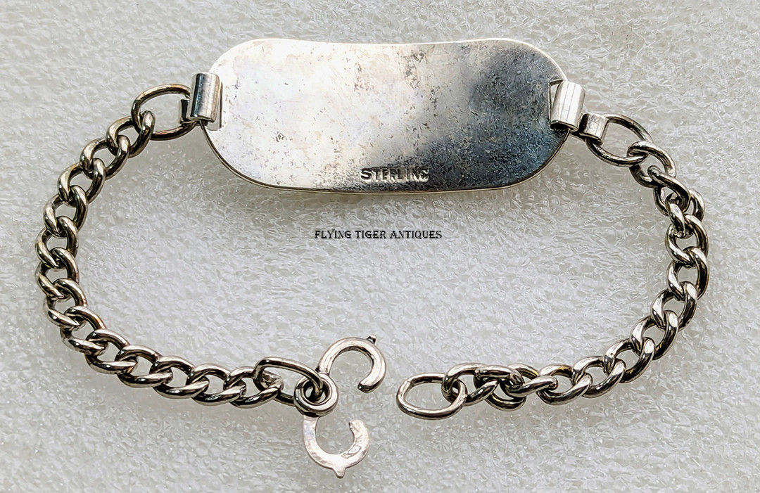 Rare WWII USAAF Bombardier ID Bracelet in Sterling Silver