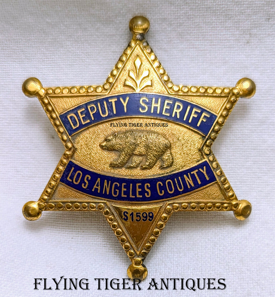 Gorgeous 1920s Los Angeles Co CA Deputy Sheriff Badge # S1599 by