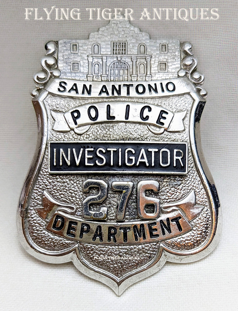Great 1970s - 1980s San Antonio Texas Police Investigator Badge # 276