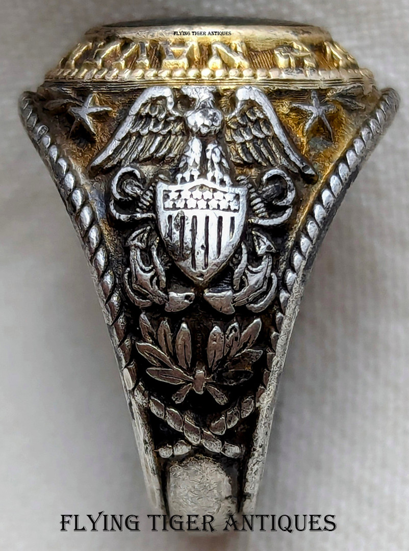 Gorgeous & Rare WWII 1943 USN Naval Aviator Ring From Corpus
