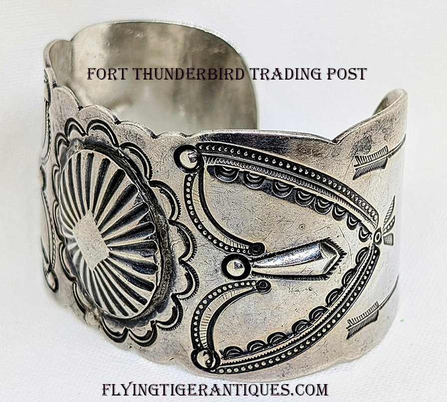 Beautiful 1930's Navajo Stamped Silver Cuff with Iconic Ike Wilson