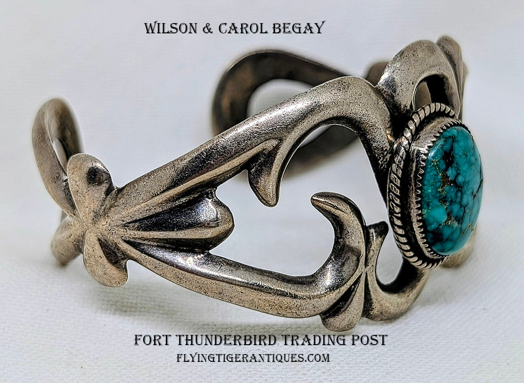 Iconic 1970's Navajo Silver & Carico Lake Turquoise Sand Cast