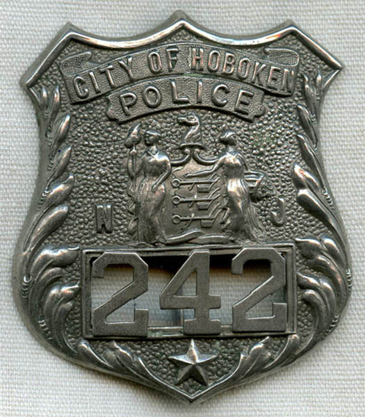 Beautiful 1920s Hoboken, New Jersey Police Patrolman Badge in