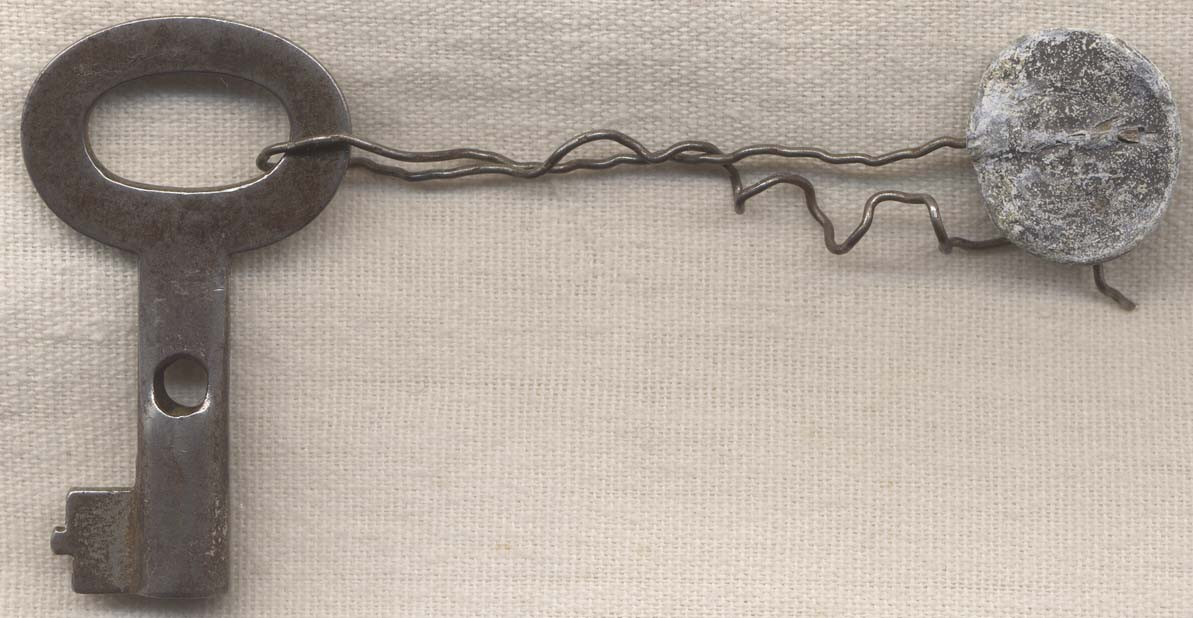 1890's American Express Company Padlock Key & Lead Seal - Flying