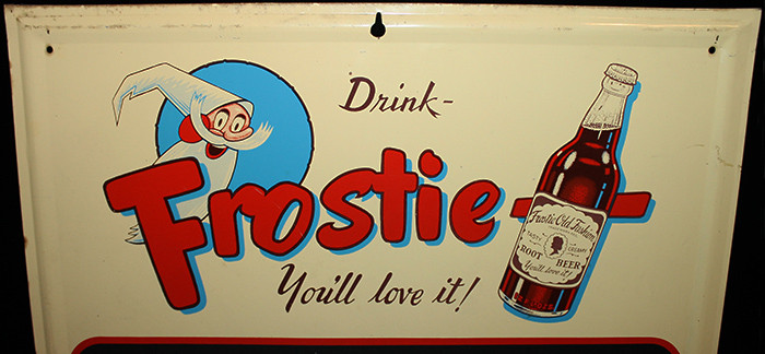 Great Vintage Ca. 1950 Frostie Root Beer Advertising Tin