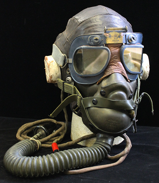 Wonderful Early WWII 8th AF Pilot Flight Helmet made up of USAAF