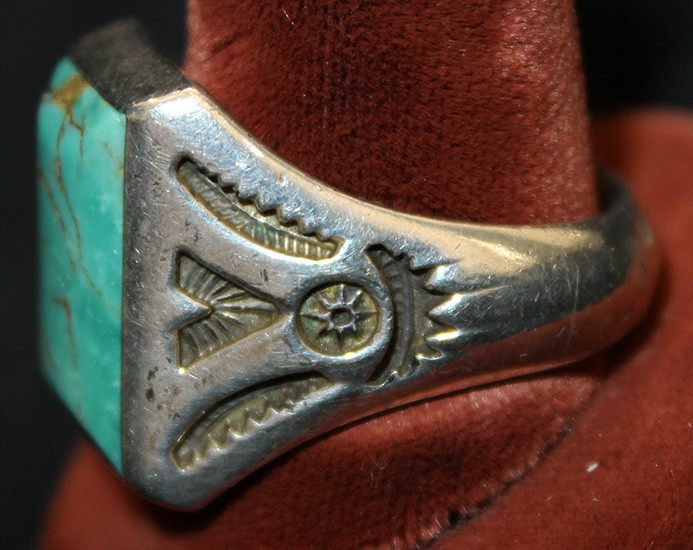 アクセサリー 40s bell trading post turquoise sterling Great 1940's Bell Trading Post Men's Heavy Sterling and Turquoise