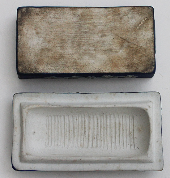 Lovely, Early 1800's Wedgwood Jasperware Matchbox in Deep Blue