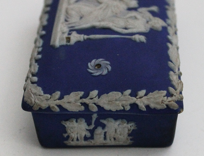 Lovely, Early 1800's Wedgwood Jasperware Matchbox in Deep Blue