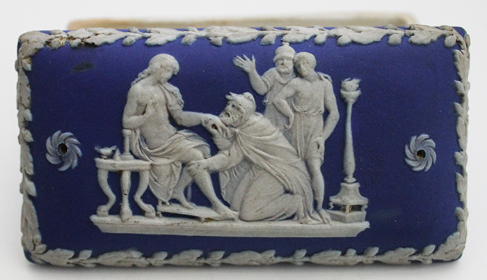 Lovely, Early 1800's Wedgwood Jasperware Matchbox in Deep Blue