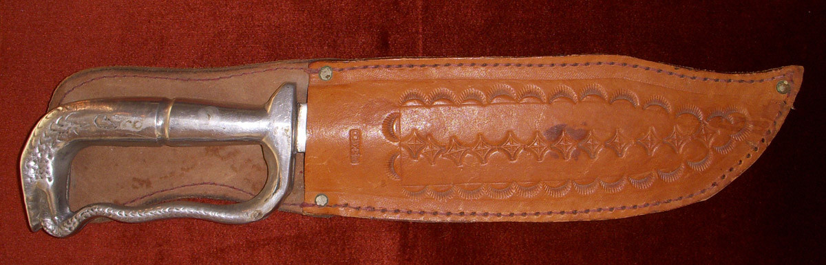 Large 1940s Bowie Knife with Aluminum Snake Handle from Mexico