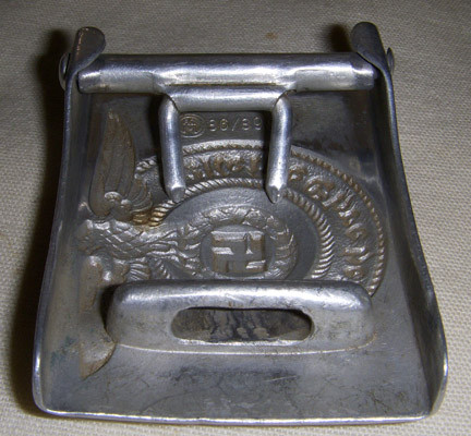 Early WWII Nazi SS EM Aluminum Belt Buckle by Overhoff Marked RZM