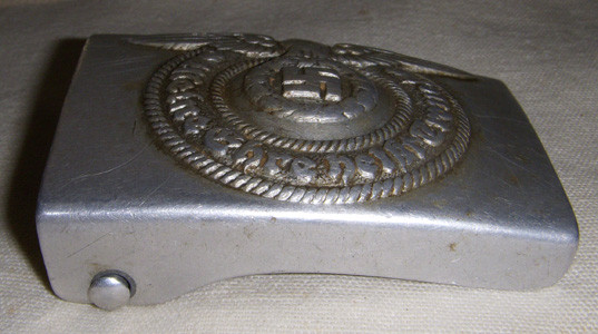 Early WWII Nazi SS EM Aluminum Belt Buckle by Overhoff Marked RZM