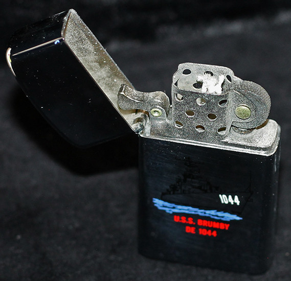 1970 Slim Zippo USN Ship Lighter for USS Brumby DE-1044. Near Mint
