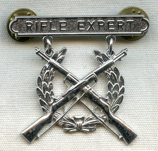 Vietnam War Era USMC Sterling Rifle Expert Badge by H&H - Flying