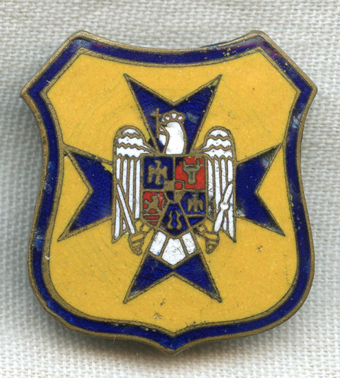 Numbered Early WWII (Ca 1939) Romanian Iron Guard Enameled Badge
