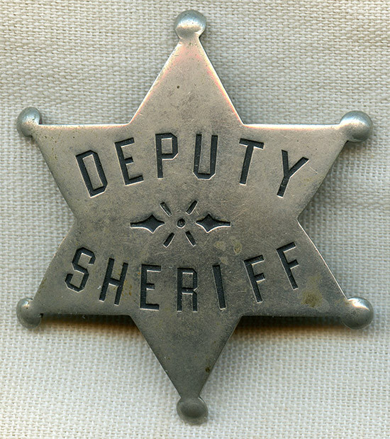 Great 1880's - 1890's Old West Deputy Sheriff Badge by Kansas City