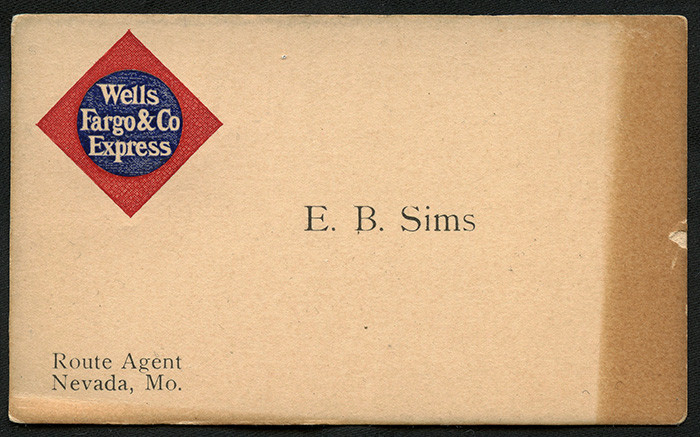 1890's Wells Fargo & Co. Express Route Agent Business Card from