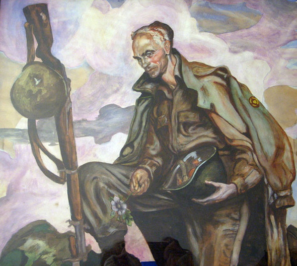 Wonderful WWII Painting of War Correspondent Ernie Pyle by William Steinmetz