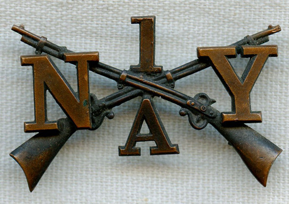Ca 1910 - WWI 1st New York Infantry Regiment Co. A Collar Insignia