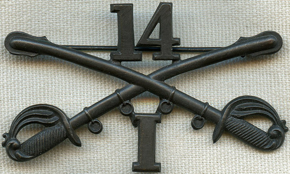 Beautiful, Minty Ca. 1901-1905 US Army 14th Cavalry Regt. Troop I Enlisted Man Collar Insignia