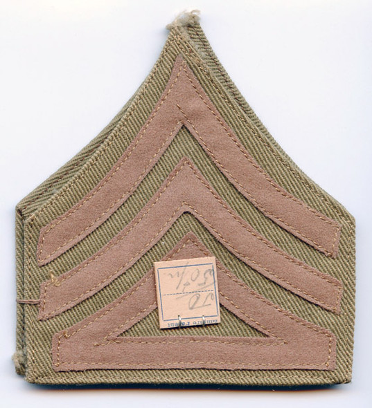 Pair WWI US Army Rank Stripes for Co. Supply Sergeant Brown on Light Olive
