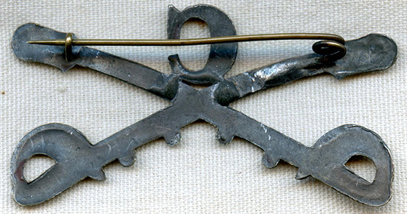 Nice 1870's Indian Wars era US Cavalry Troop C Kepi Badge in Leaded Brass